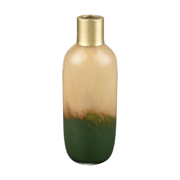 Atlas Leona Vase - Sculptural Glass Accent with Ombre Caramel and Green, Perfect for Modern Interiors Tall AC11430-01