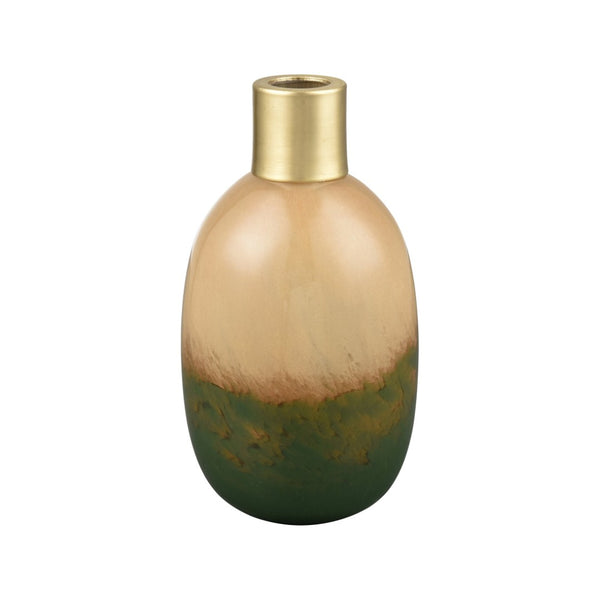 Atlas Leona Vase - Sculptural Glass Accent with Ombre Caramel and Green, Perfect for Modern Interiors Medium AC11430-02