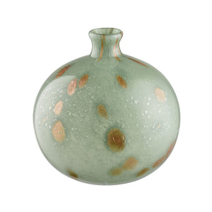 Atlas Lexie Vase - Elegant Glossy Green Glass Bud Vase with Gold Accents for Modern Botanical Décor Short AC11434-01