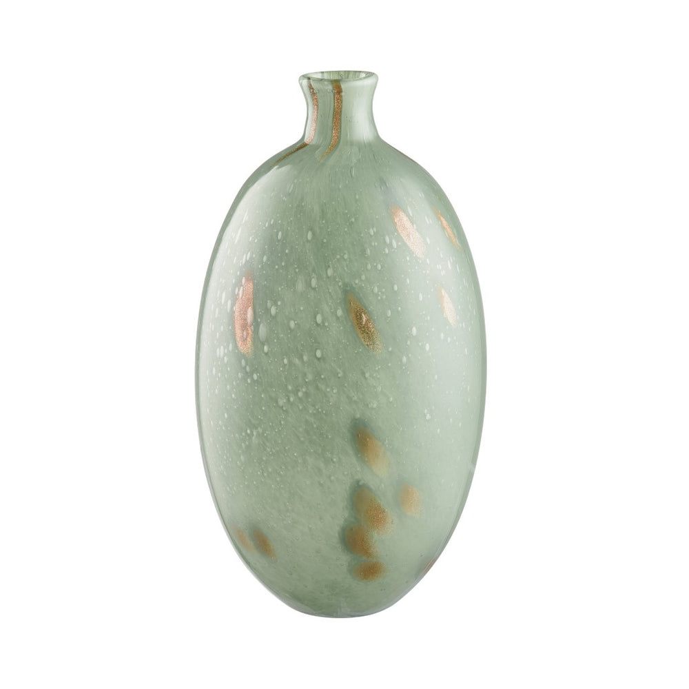 Atlas Lexie Vase - Elegant Glossy Green Glass Bud Vase with Gold Accents for Modern Botanical Décor Tall AC11435-01
