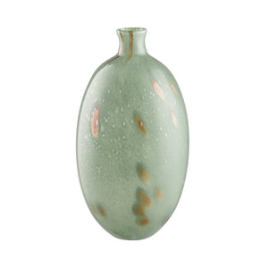 Atlas Lexie Vase - Elegant Glossy Green Glass Bud Vase with Gold Accents for Modern Botanical Décor Tall AC11435-01