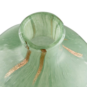 Atlas Lexie Vase - Elegant Glossy Green Glass Bud Vase with Gold Accents for Modern Botanical Décor Tall AC11435-01