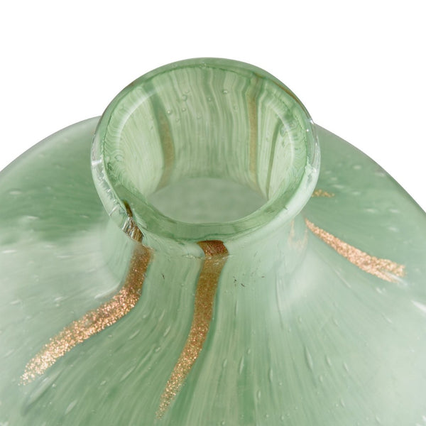 Atlas Lexie Vase - Elegant Glossy Green Glass Bud Vase with Gold Accents for Modern Botanical Décor Tall AC11435-01