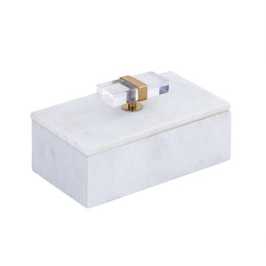 Atlas Lieto Box - Elegant White Marble Storage Accessory with Gold Trim for Stylish Home Organization Small White AC11436-01