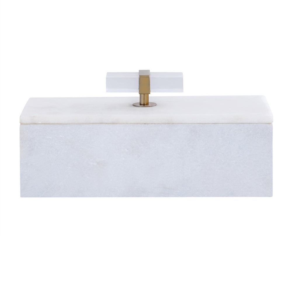 Atlas Lieto Box - Elegant White Marble Storage Accessory with Gold Trim for Stylish Home Organization Large White AC11436-02
