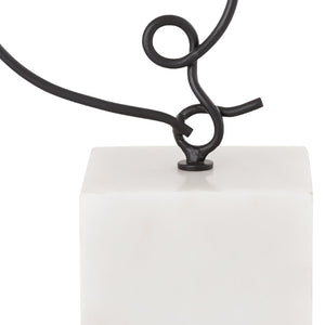 Atlas Line Drawing Sculpture - Elegant Matte Black Metal Art with Marble Base for Modern Home Décor Accent AC11439-01