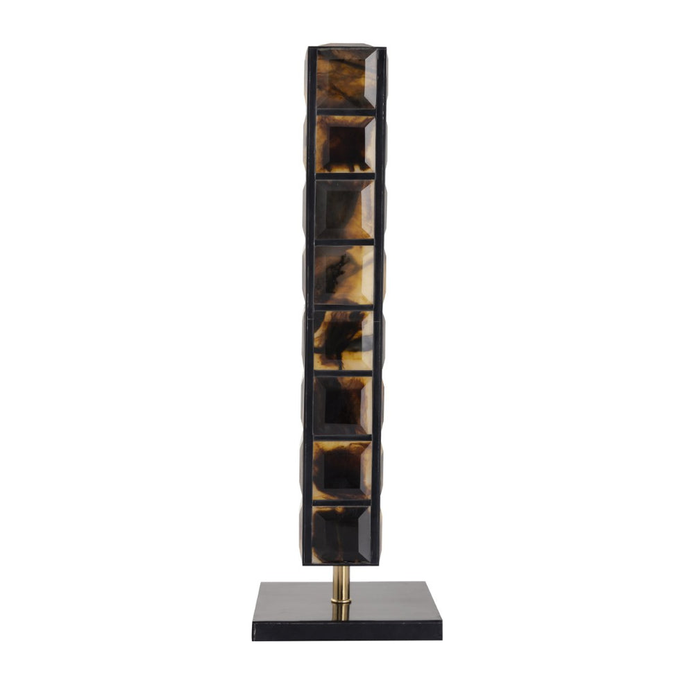 Atlas Little Horn Totem Sculpture - Contemporary Decorative Accent with Faux Horn Inlay & Brass Details AC11442-01