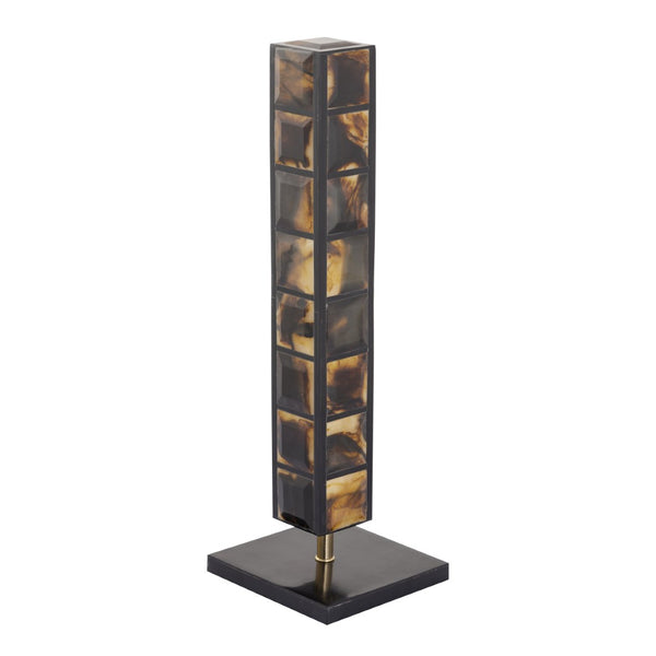 Atlas Little Horn Totem Sculpture - Contemporary Decorative Accent with Faux Horn Inlay & Brass Details AC11442-01