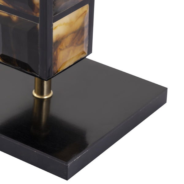 Atlas Little Horn Totem Sculpture - Contemporary Decorative Accent with Faux Horn Inlay & Brass Details AC11442-01
