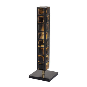 Atlas Little Horn Totem Sculpture - Contemporary Decorative Accent with Faux Horn Inlay & Brass Details AC11442-01