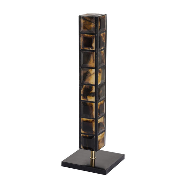 Atlas Little Horn Totem Sculpture - Contemporary Decorative Accent with Faux Horn Inlay & Brass Details AC11442-01