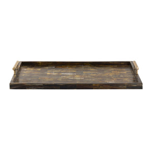 Atlas Little Horn Tray - Elegant Decorative Accessory with Faux Inlay and Polished Metal Handles for Home Horn AC11443-01