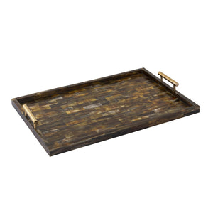 Atlas Little Horn Tray - Elegant Decorative Accessory with Faux Inlay and Polished Metal Handles for Home Horn AC11443-01