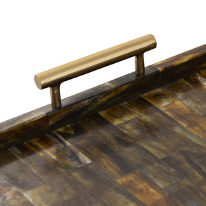 Atlas Little Horn Tray - Elegant Decorative Accessory with Faux Inlay and Polished Metal Handles for Home Horn AC11443-01