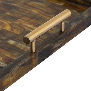 Atlas Little Horn Tray - Elegant Decorative Accessory with Faux Inlay and Polished Metal Handles for Home Horn AC11443-01