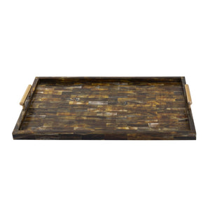 Atlas Little Horn Tray - Elegant Decorative Accessory with Faux Inlay and Polished Metal Handles for Home Horn AC11443-01