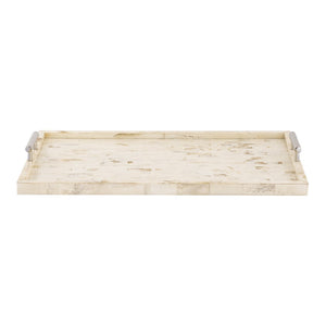 Atlas Little Horn Tray - Elegant Bone Accent with Faux Horn Inlay & Stainless Steel Handles for Stylish Serving AC11443-02
