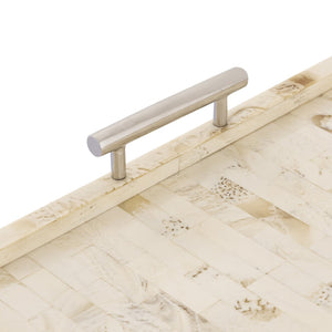 Atlas Little Horn Tray - Elegant Bone Accent with Faux Horn Inlay & Stainless Steel Handles for Stylish Serving AC11443-02