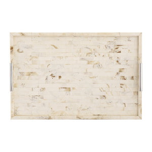 Atlas Little Horn Tray - Elegant Bone Accent with Faux Horn Inlay & Stainless Steel Handles for Stylish Serving AC11443-02