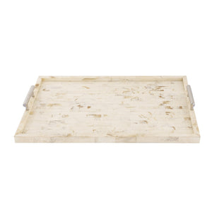 Atlas Little Horn Tray - Elegant Bone Accent with Faux Horn Inlay & Stainless Steel Handles for Stylish Serving AC11443-02