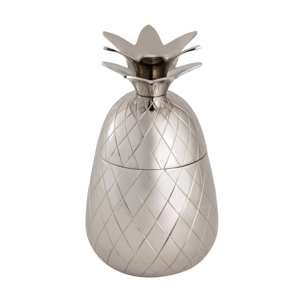 Atlas Little Island Pineapple Object - Polished Silver Decorative Storage Box with Etched Diamond Design AC11444-01