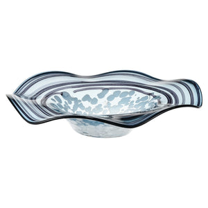 Atlas Loch Seaforth Bowl - Coastal-Inspired Glass Centerpiece with Blue-White Swirl for Home Décor Charm AC11446-01