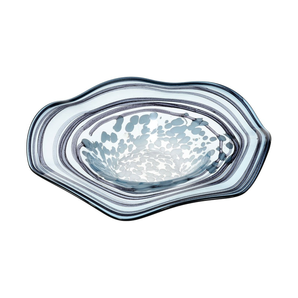 Atlas Loch Seaforth Bowl - Coastal-Inspired Glass Centerpiece with Blue-White Swirl for Home Décor Charm AC11446-01