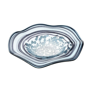 Atlas Loch Seaforth Bowl - Coastal-Inspired Glass Centerpiece with Blue-White Swirl for Home Décor Charm AC11446-01