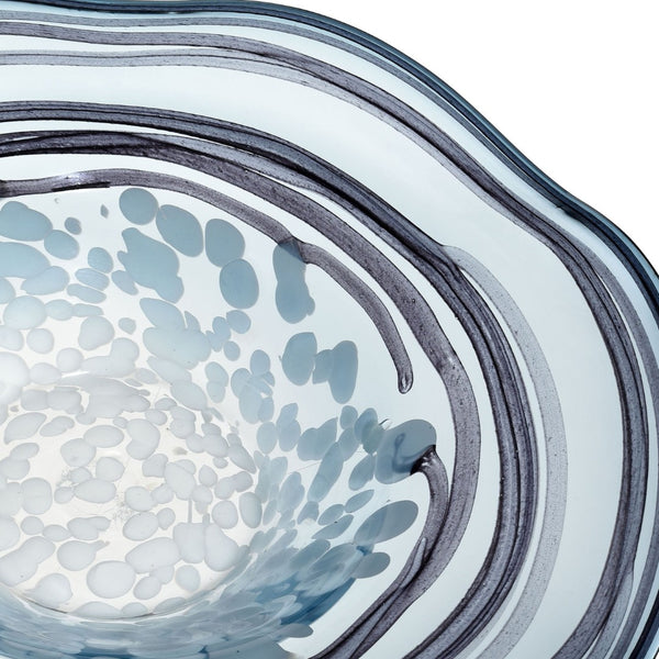 Atlas Loch Seaforth Bowl - Coastal-Inspired Glass Centerpiece with Blue-White Swirl for Home Décor Charm AC11446-01