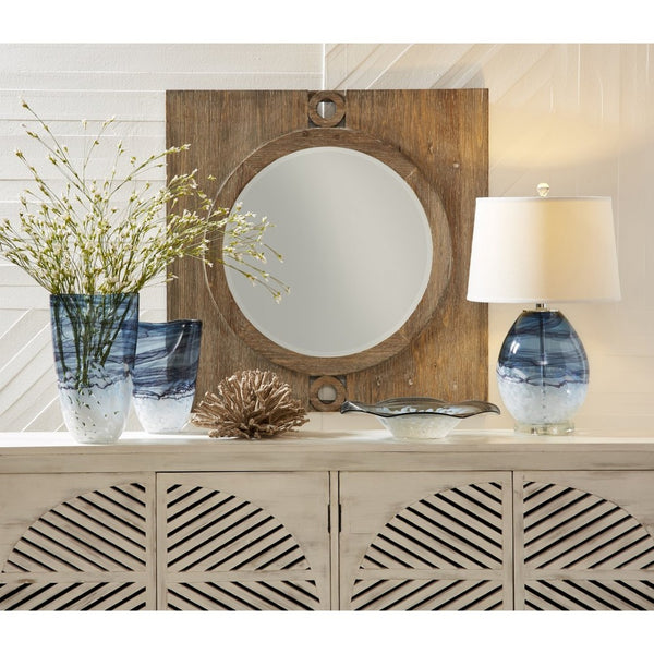 Atlas Loch Seaforth Bowl - Coastal-Inspired Glass Centerpiece with Blue-White Swirl for Home Décor Charm AC11446-01
