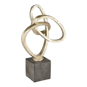 Atlas Loop Sculpture - Modern Interlocking Design in Champagne Gold & Silver for Elegant Home Décor Display AC11449-01