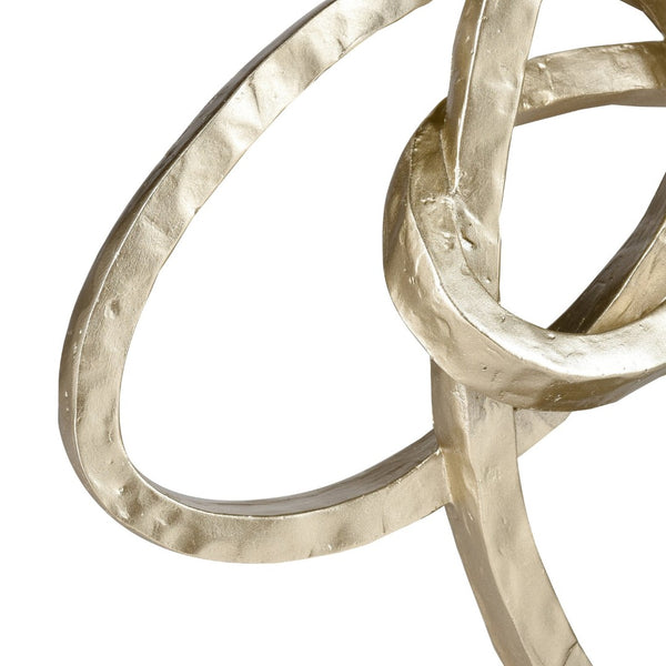Atlas Loop Sculpture - Modern Interlocking Design in Champagne Gold & Silver for Elegant Home Décor Display AC11449-01