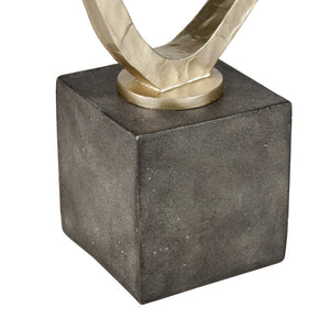 Atlas Loop Sculpture - Modern Interlocking Design in Champagne Gold & Silver for Elegant Home Décor Display AC11449-01
