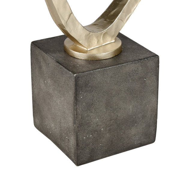 Atlas Loop Sculpture - Modern Interlocking Design in Champagne Gold & Silver for Elegant Home Décor Display AC11449-01