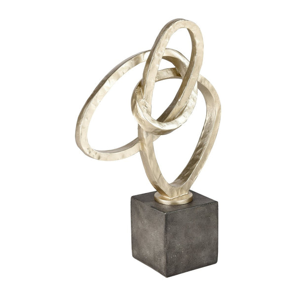 Atlas Loop Sculpture - Modern Interlocking Design in Champagne Gold & Silver for Elegant Home Décor Display AC11449-01