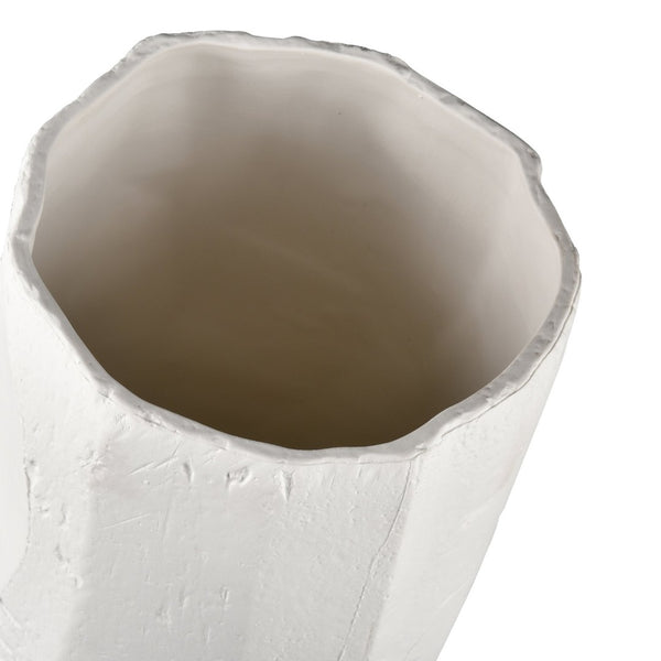 Atlas Lore Vase - Handcrafted Earthenware with Elegant Matte White Finish for Modern Home Decor Accents Small AC11451-01