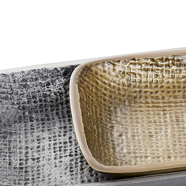 Atlas Louk Tray Set of 2 - Elegant Pewter and Brass Rectangular Trays for Stylish Home Organization & Decor AC11453-01S