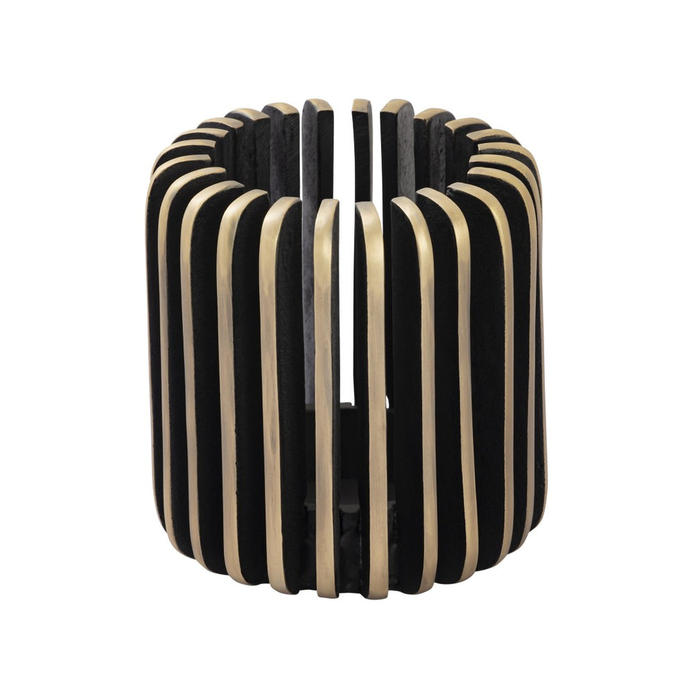 Atlas Louver Candleholder - Sculptural Blackened Metal Accent for Warm Ambiance and Modern Elegance Large AC11455-02