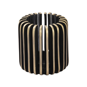 Atlas Louver Candleholder - Sculptural Blackened Metal Accent for Warm Ambiance and Modern Elegance Large AC11455-02