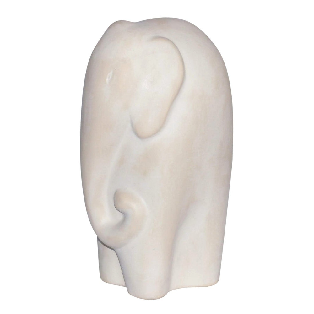 Atlas Lucas Elephant Sculpture - Elegant White Earthenware Décor for Modern Minimalist Interiors AC11456-01