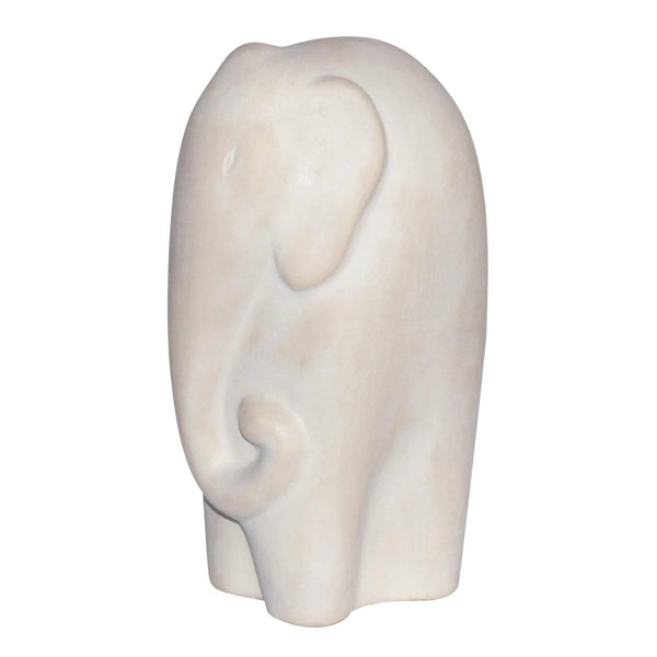 Atlas Lucas Elephant Sculpture - Elegant White Earthenware Décor for Modern Minimalist Interiors AC11456-01