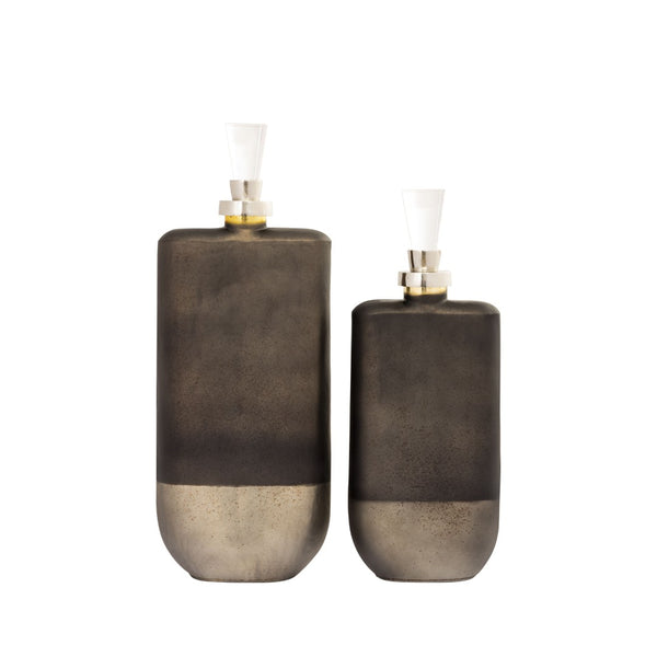 Atlas Mara Decorative Bottle Set - Elegant Onyx Glass Duo for Stylish Home Décor & Modern Interiors AC11460-01S