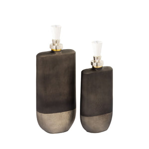 Atlas Mara Decorative Bottle Set - Elegant Onyx Glass Duo for Stylish Home Décor & Modern Interiors AC11460-01S