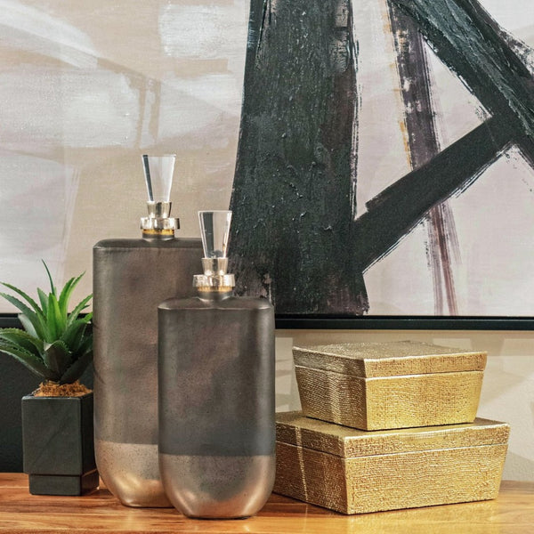 Atlas Mara Decorative Bottle Set - Elegant Onyx Glass Duo for Stylish Home Décor & Modern Interiors AC11460-01S