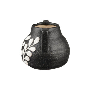 Atlas Maria Vase - Elegant Matte Black Earthenware with Climbing Leaf Motif for Timeless Home Decor Small AC11462-01