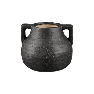 Atlas Maria Vase - Elegant Matte Black Earthenware with Climbing Leaf Motif for Timeless Home Decor Small AC11462-01