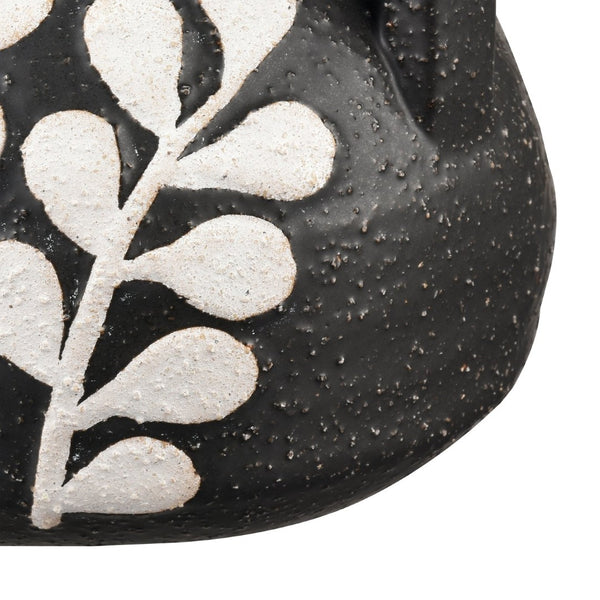 Atlas Maria Vase - Elegant Matte Black Earthenware with Climbing Leaf Motif for Timeless Home Decor Small AC11462-01