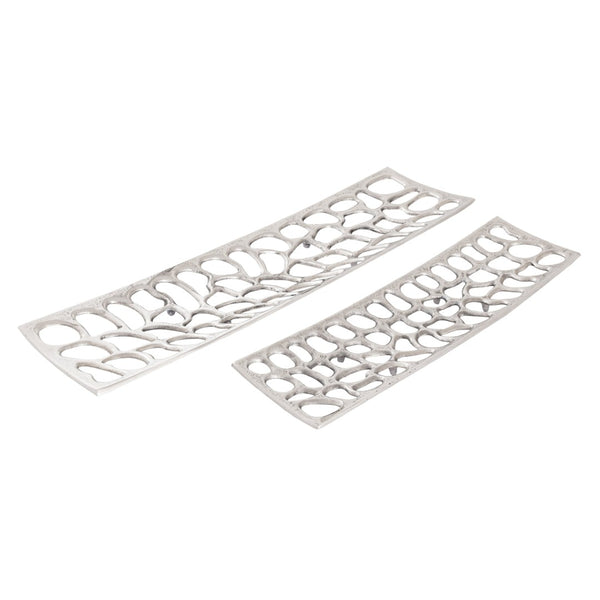 Atlas Maro Tray Set of 2 - Elegant Polished Nickel Decorative Trays for Modern Tabletop Charm & Style AC11464-01S