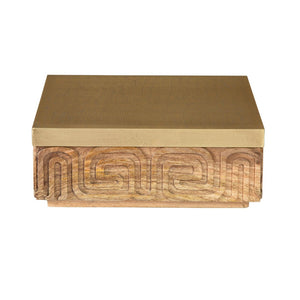 Atlas Maze Box - Large Natural Mango Wood with Greek Key Design for Stylish Storage & Decor Accent AC11469-01