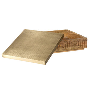 Atlas Maze Box - Large Natural Mango Wood with Greek Key Design for Stylish Storage & Decor Accent AC11469-01